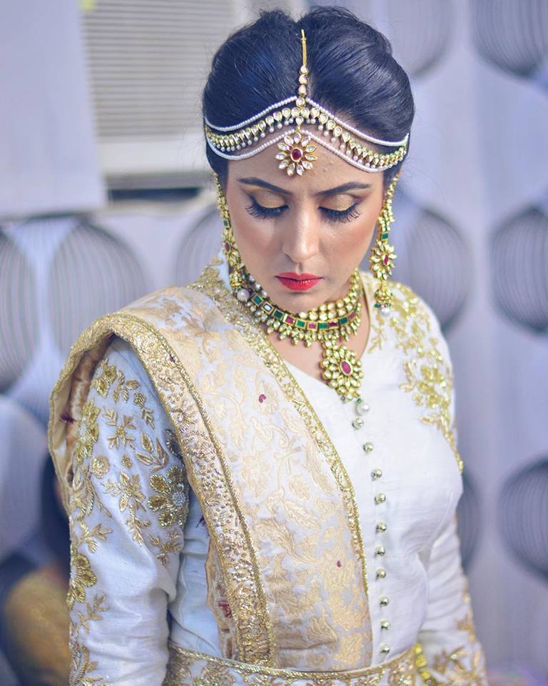 Bride in white lehenga