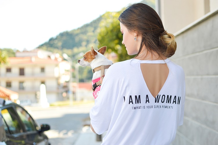 A woman with a dog