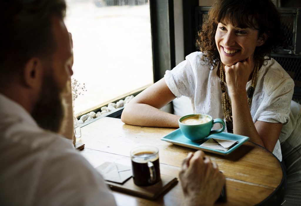 A girl, coffee and a boy