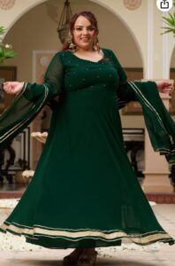 Bottle green Anarkali Dress