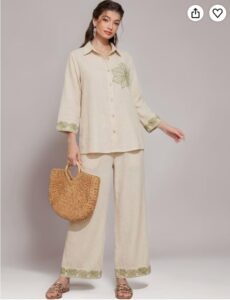 Ivory Embroidered Kurta Co-ord Set Ivory embroidered kurta co-ord set with pants
