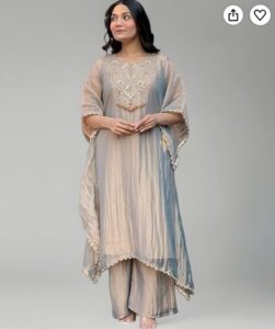 Grey Blue Embroidered Co-ord Set Grey blue embroidered kurta palazzo set