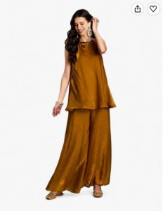 Mustard yellow kurta palazzo set for women