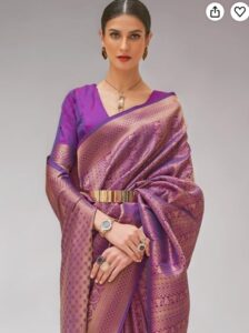 Purple Kanjivaram festive saree Kanjivaram purple zari work saree