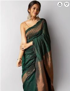 Cotton silk lightweight bottel green festive saree Cotton silk lightweight bottel green festive saree